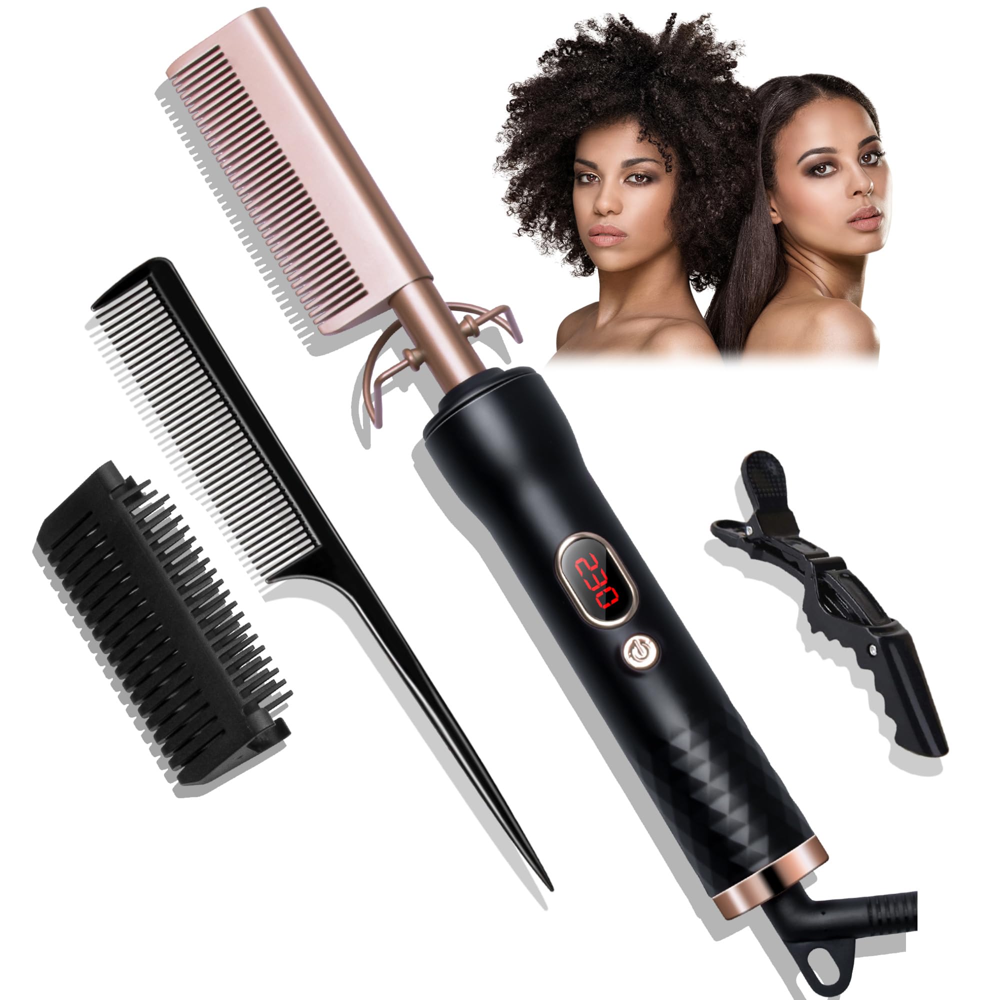UKLISS Electric Hot Comb for Wigs | Ionic Ceramic Hair Straightener Brush