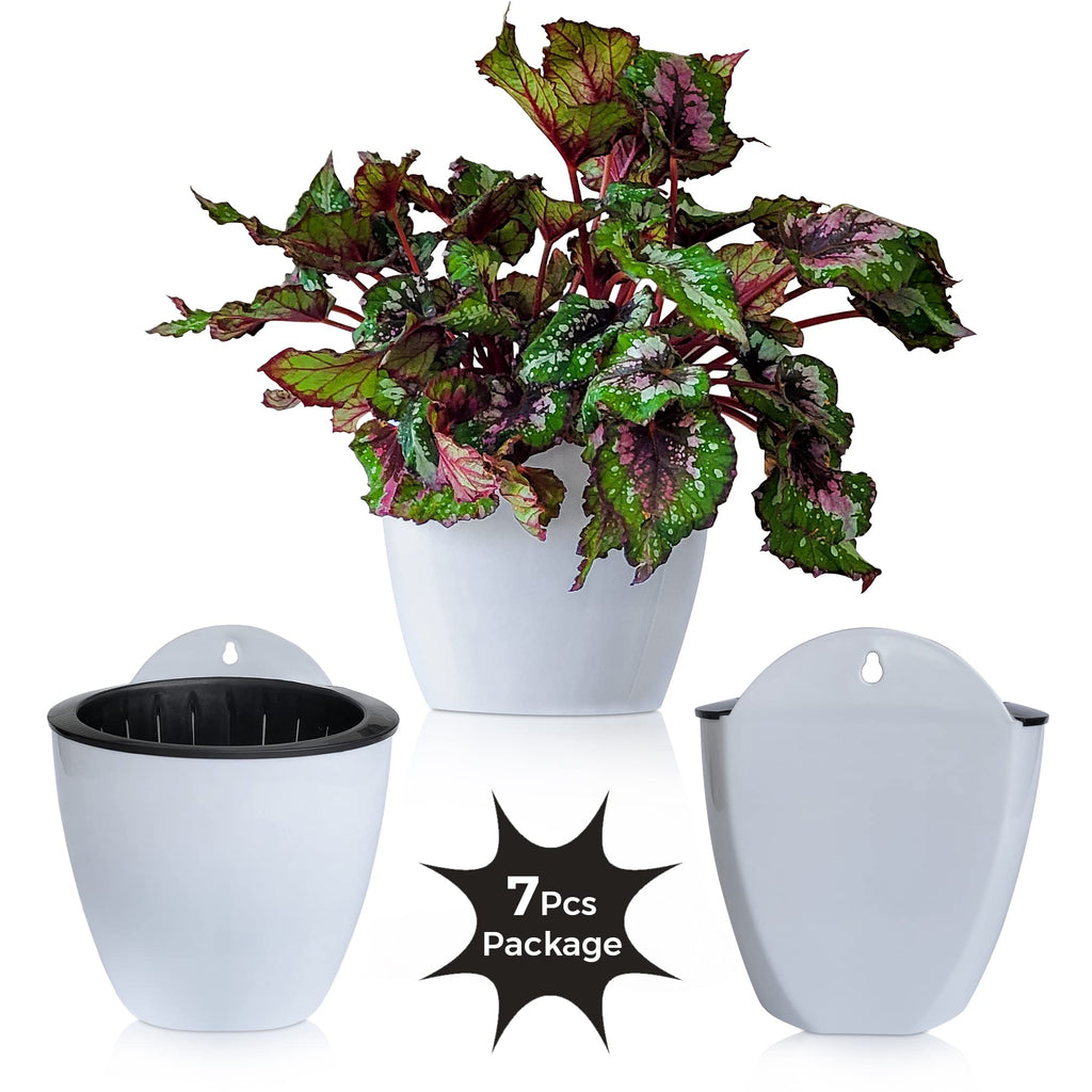 ShoppeWatch 7-Pack Self Watering Wall Planters - 5 Inch Hanging Pots