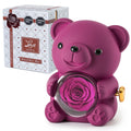 Ariceleo Purple Teddy Bear with Preserved Rose and Heart Necklace