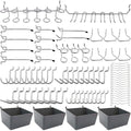 FRIMOONY 80-Piece Pegboard Hooks Assortment with Bins and Peg Locks