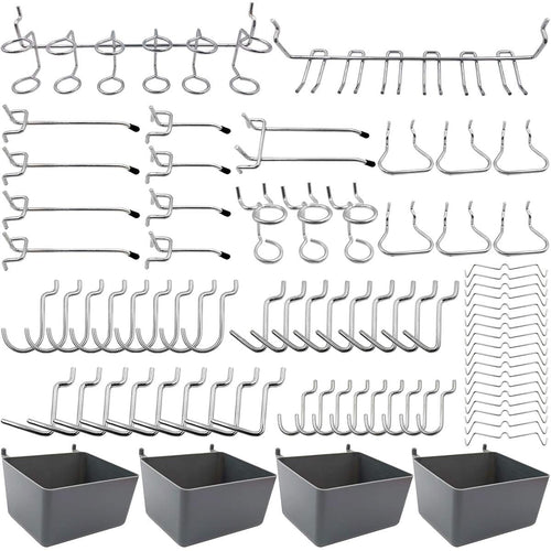 FRIMOONY 80-Piece Pegboard Hooks Assortment with Bins and Peg Locks