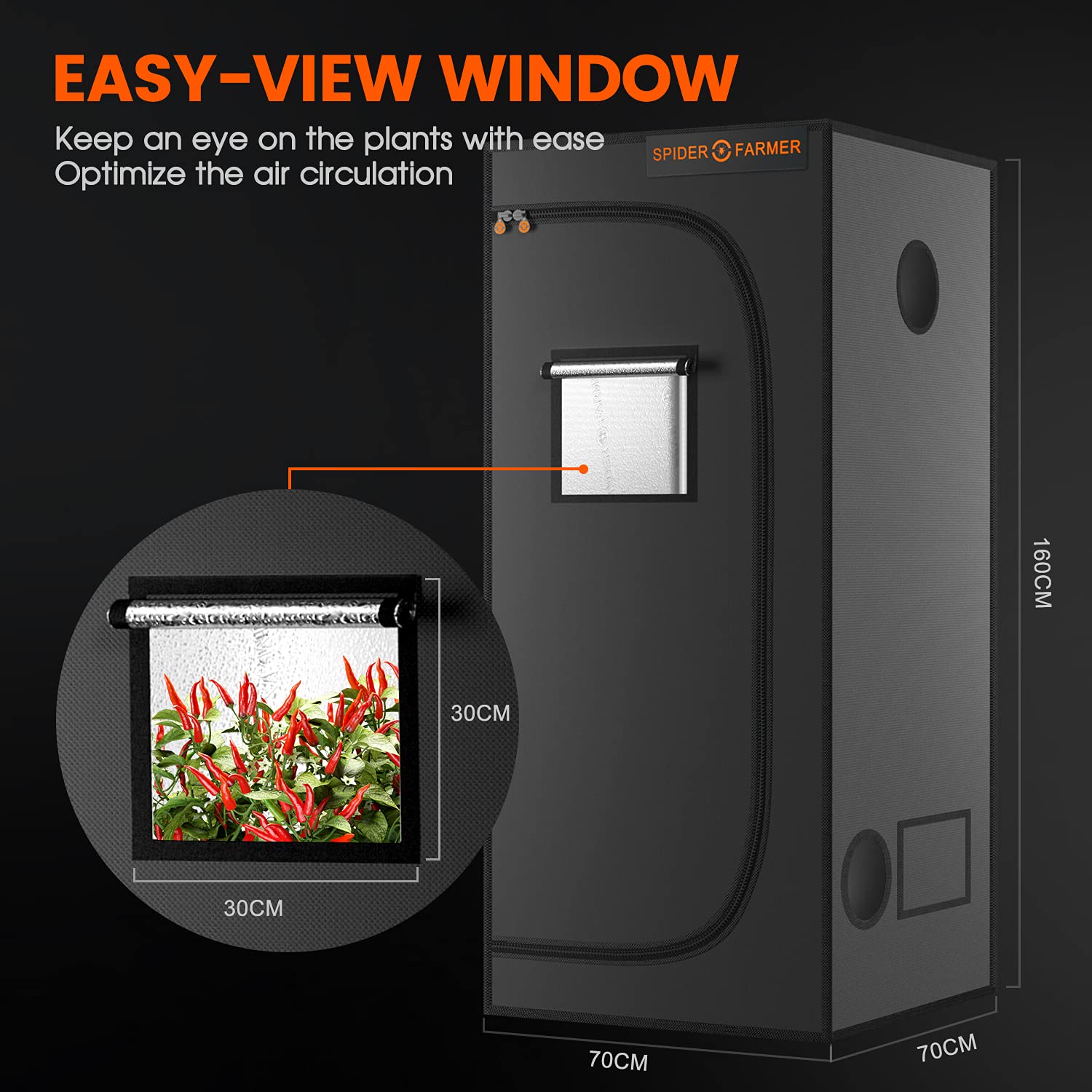 Spider Farmer 2.3x2.3ft Grow Tent | 1680D Mylar Reflective Indoor Hydro Box