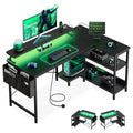 Coleshome L Shaped Gaming Desk with LED Lights & Power Outlet, 100x70 cm - image 1