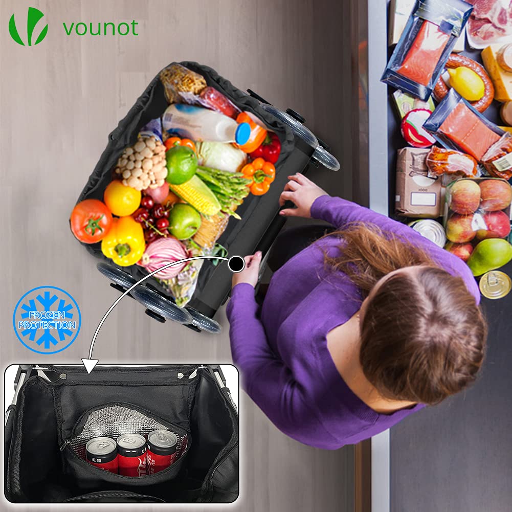 VOUNOT 6-Wheel Stair Climbing Shopping Trolley | 58L Insulated Bag