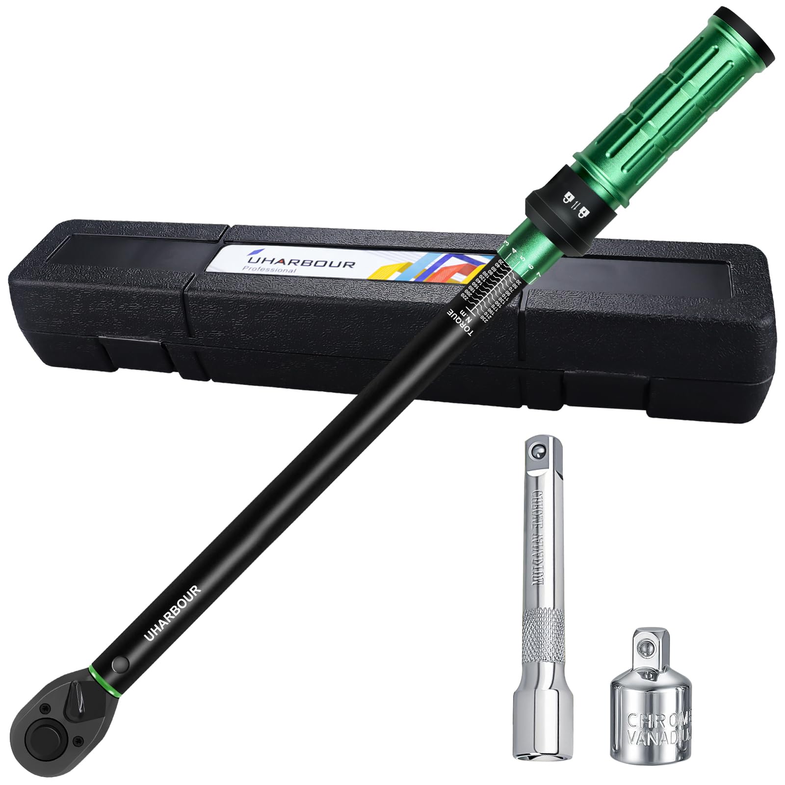Uharbour 1/2 Drive Torque Wrench Set - 20-230 Nm Dual-Direction Click