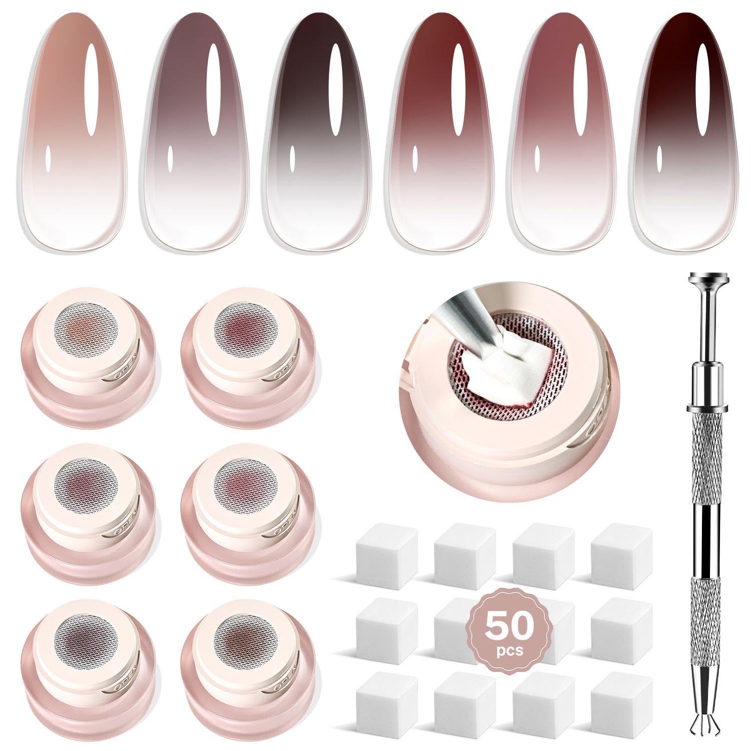 JODSONE 6-Piece Pat Painting Gel Nail Polish Kit for Gradient Nail Art