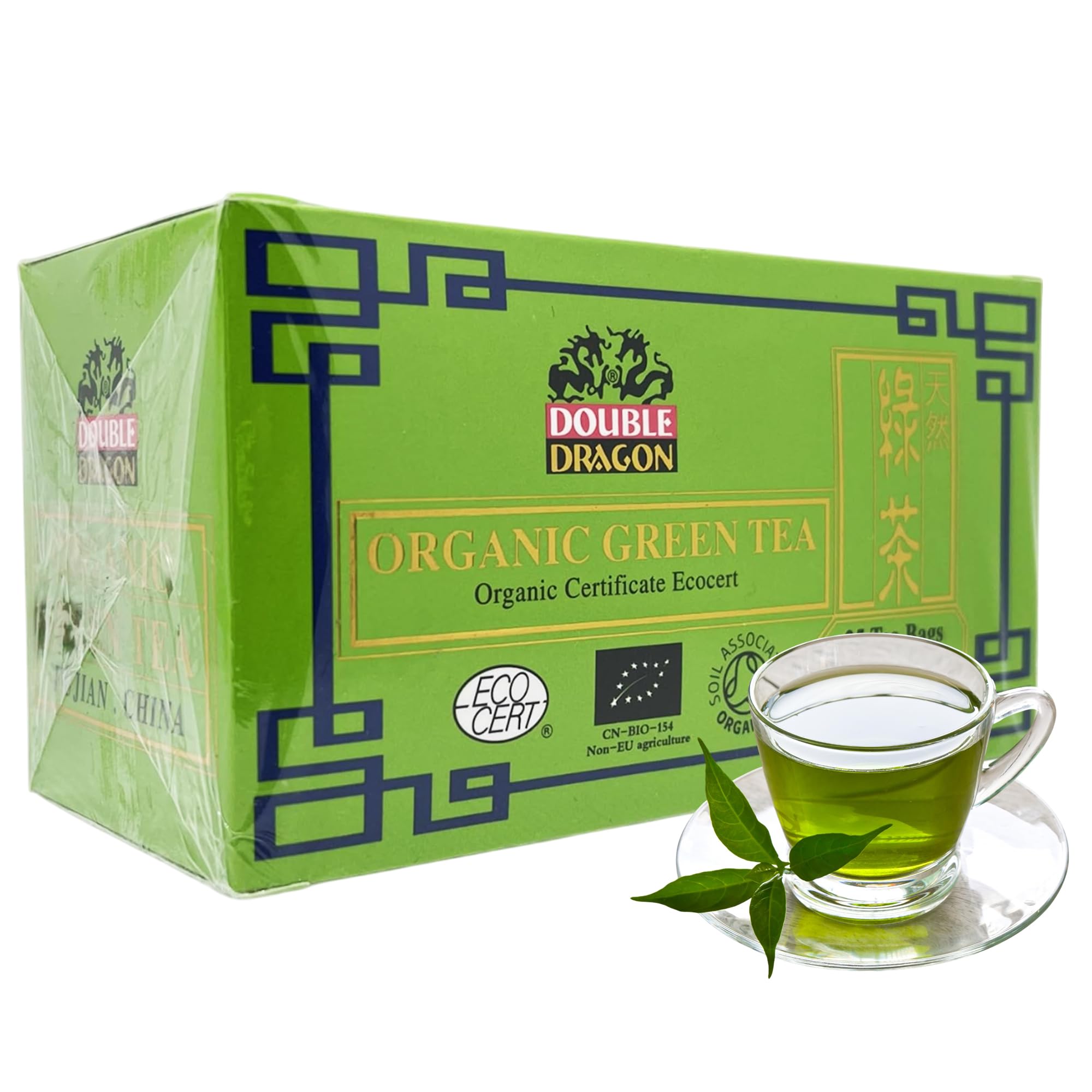 Double Dragon Organic Green Tea – Gluten-Free Bulk Pack, 300 Tea Bags