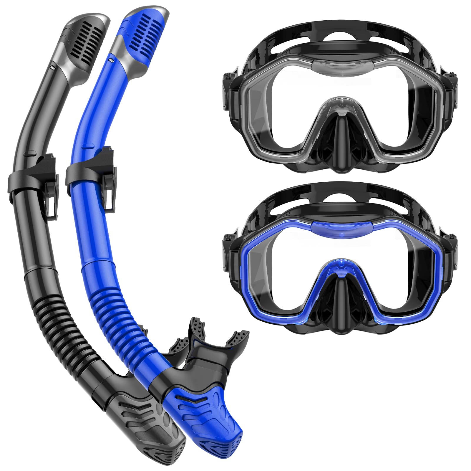 Lealinga 2-Pack Snorkel Set | Anti-Fog Panoramic Mask & Dry Top Snorkel