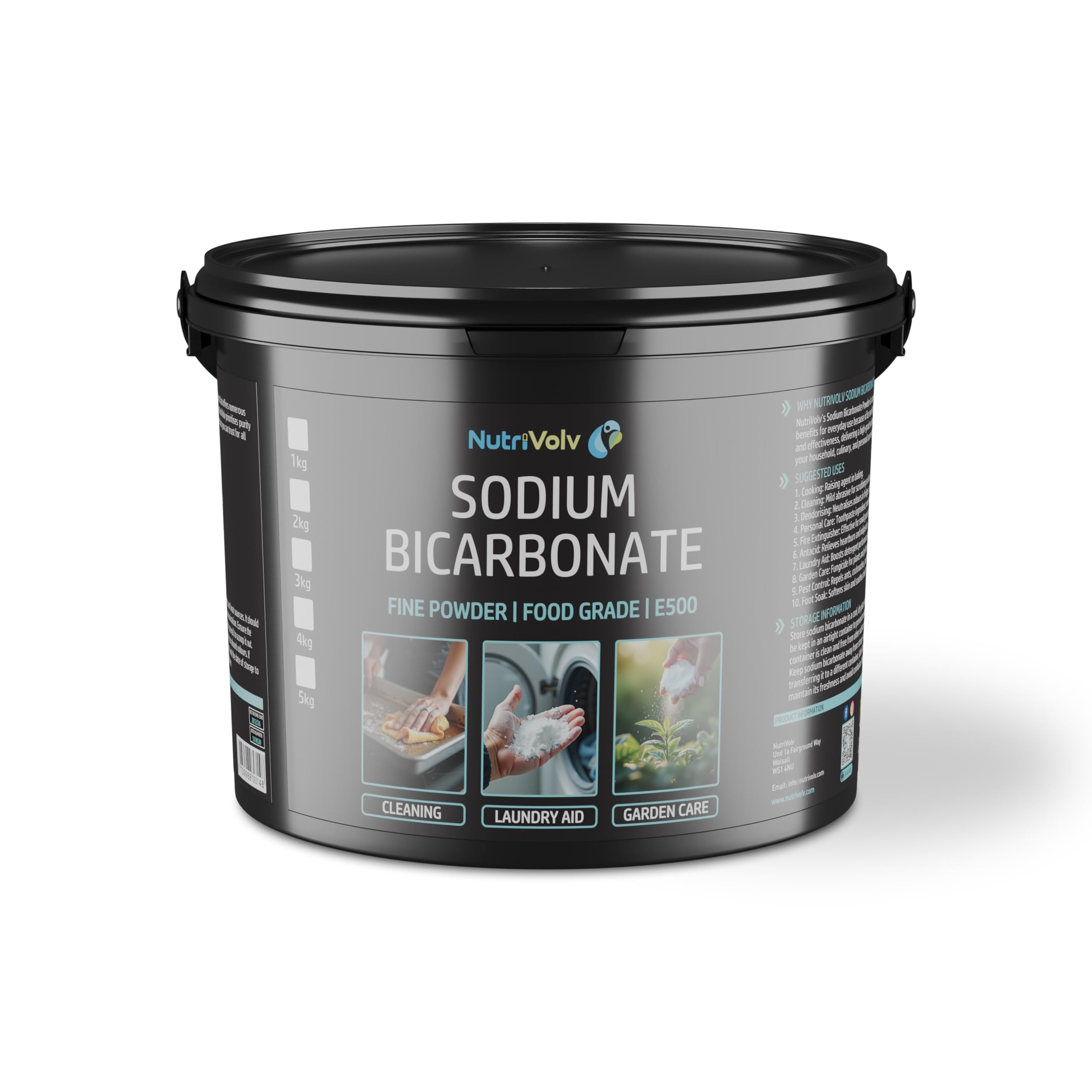 NutriVolv Sodium Bicarbonate 2.5kg - Food Grade Baking Soda Powder