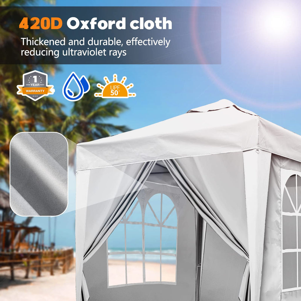 SANHENG 2x2m Pop Up Gazebo | Waterproof Heavy-Duty Garden Canopy - White
