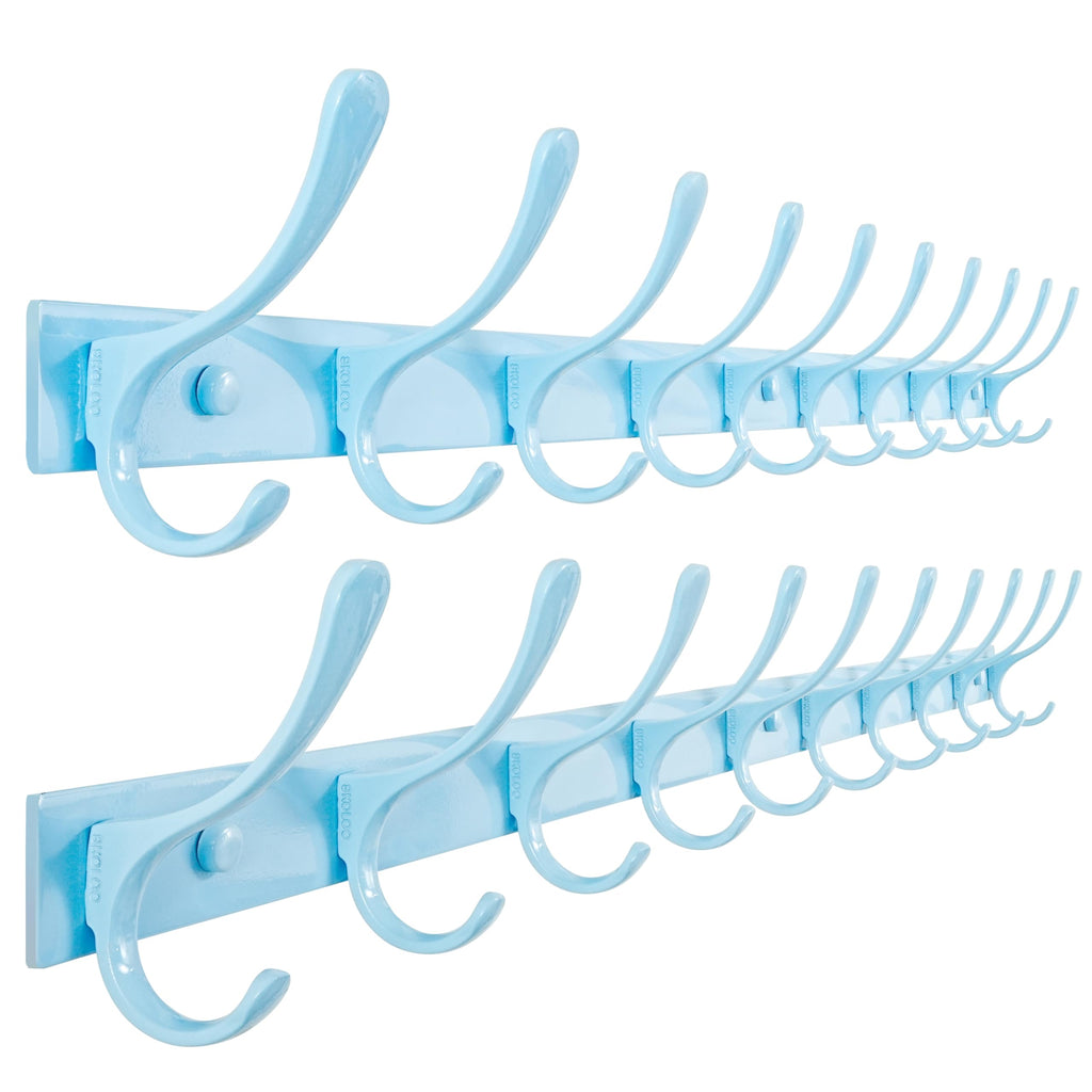 SKOLOO Coat Rack Wall Mounted - 10 Hooks, Pack of 2, Heavy Duty, Stainless Steel, Metal Wall Coat Hanger, Sturdy Wall Hooks for Hanging Coat, Jacket - image 1