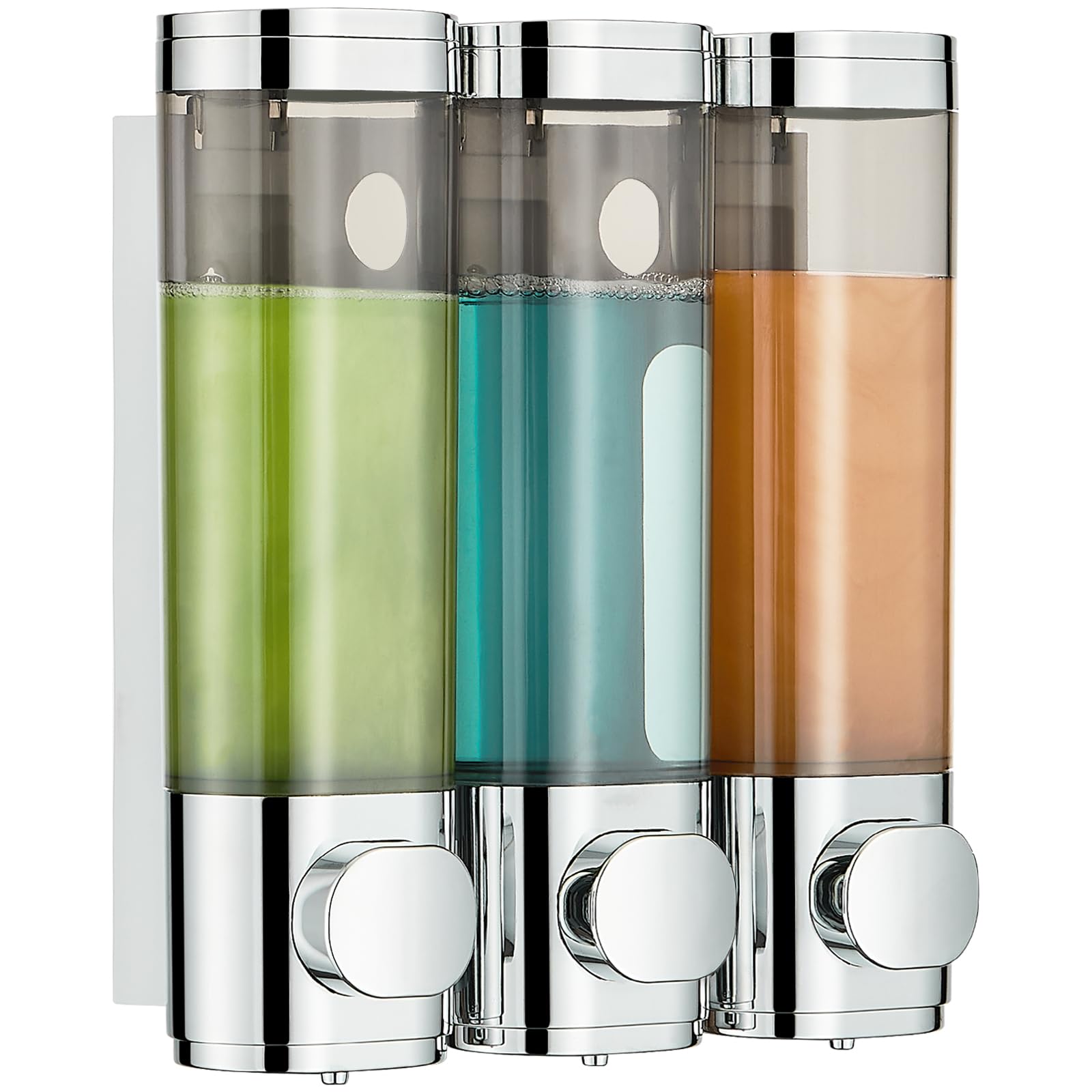 Modunful 3-Chamber Shower Dispenser | No-Drill Wall Mount Shampoo Pump
