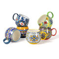 HENXFEN LEAD 20 oz Porcelain Coffee Mugs – 6 Pack Bohemian Stackable Cups