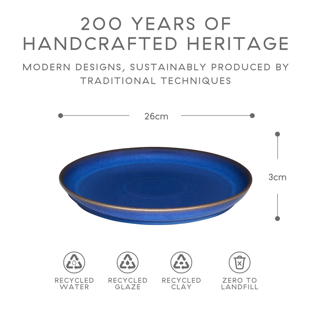 Denby Imperial Blue Dinner Plates – Set of 4 Ceramic Stoneware 26cm