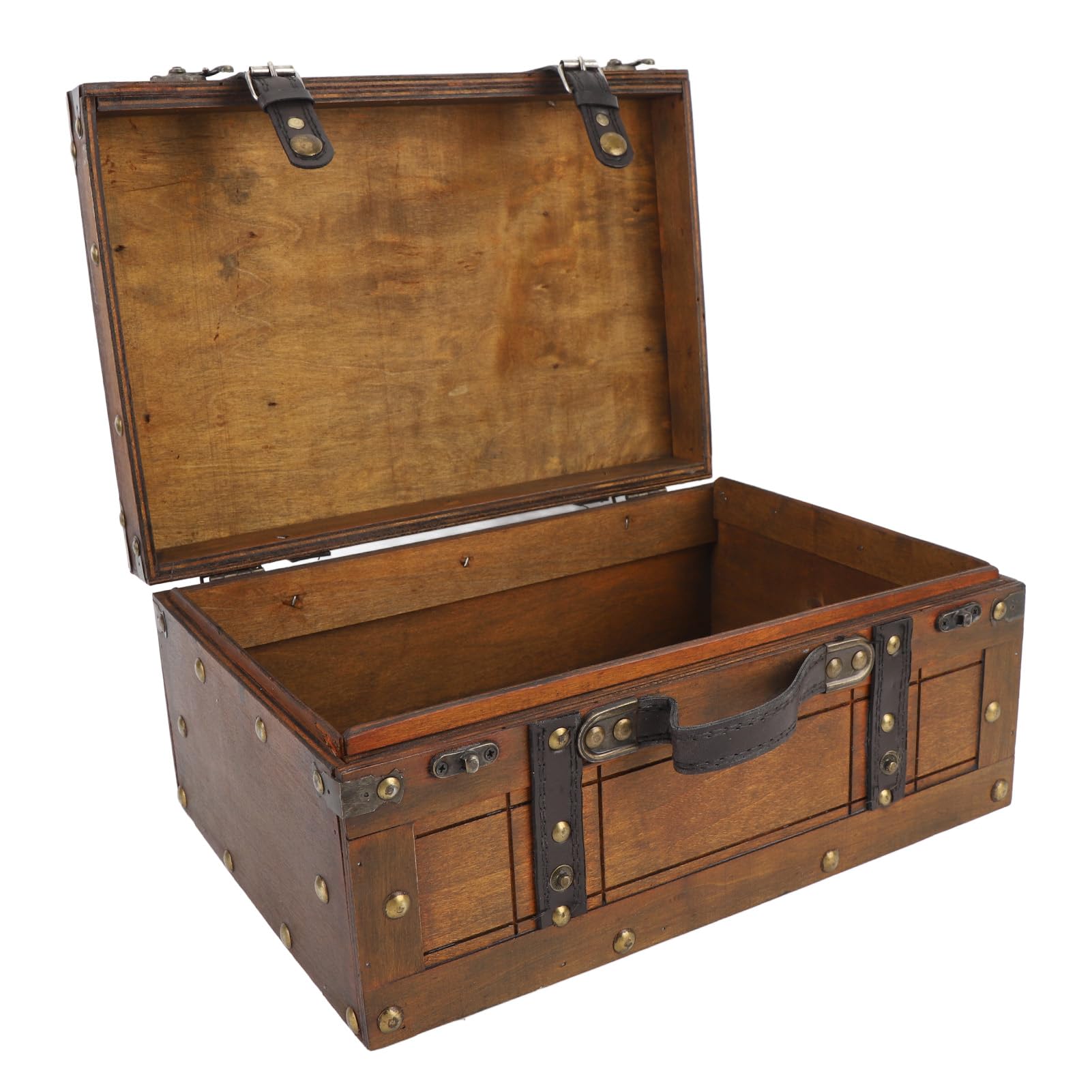 Topiky Vintage Wooden Storage Chest – Antique Treasure Trunk Photo Prop