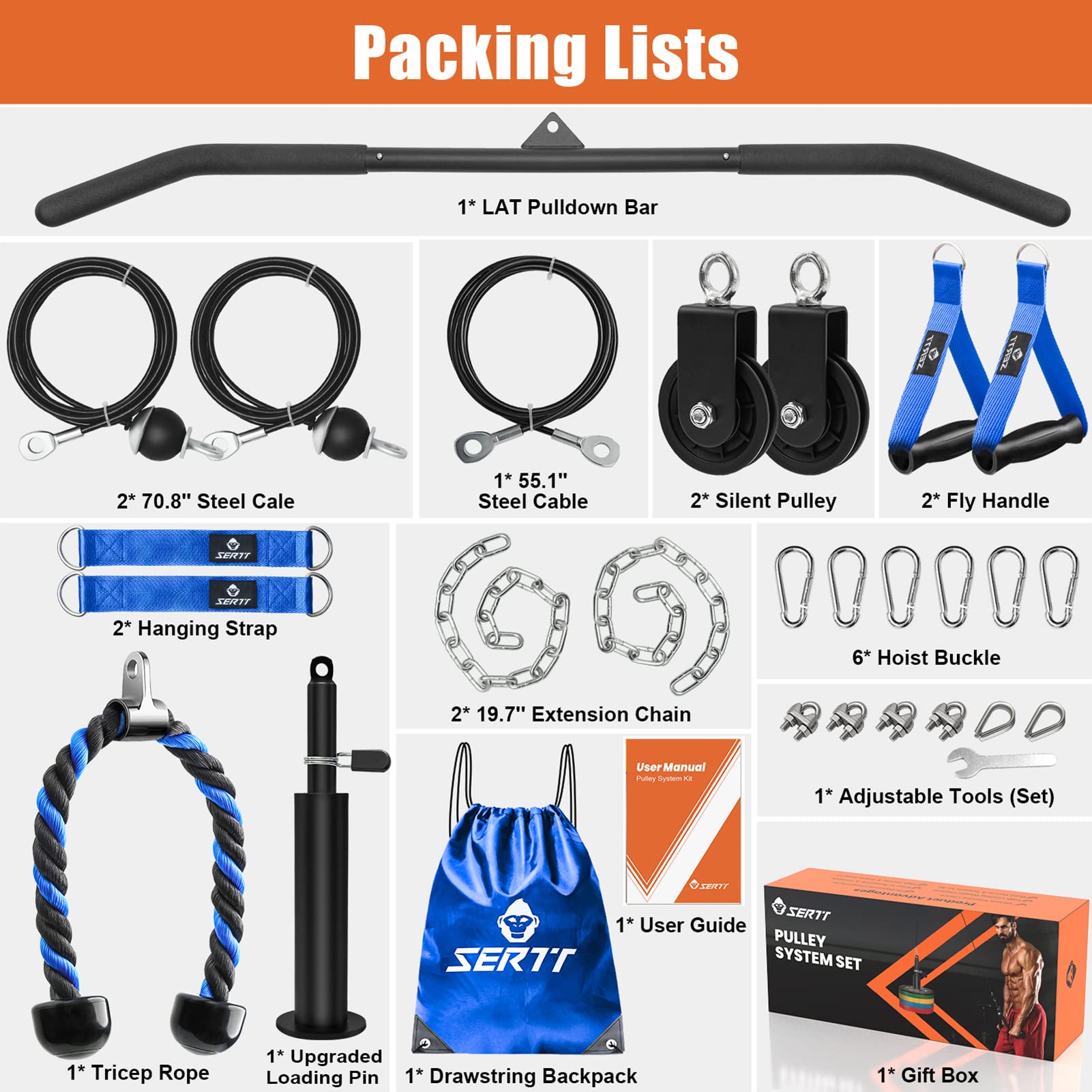 SERTT Home Gym Pulley System | Weight Cable Machine for LAT Pulldowns