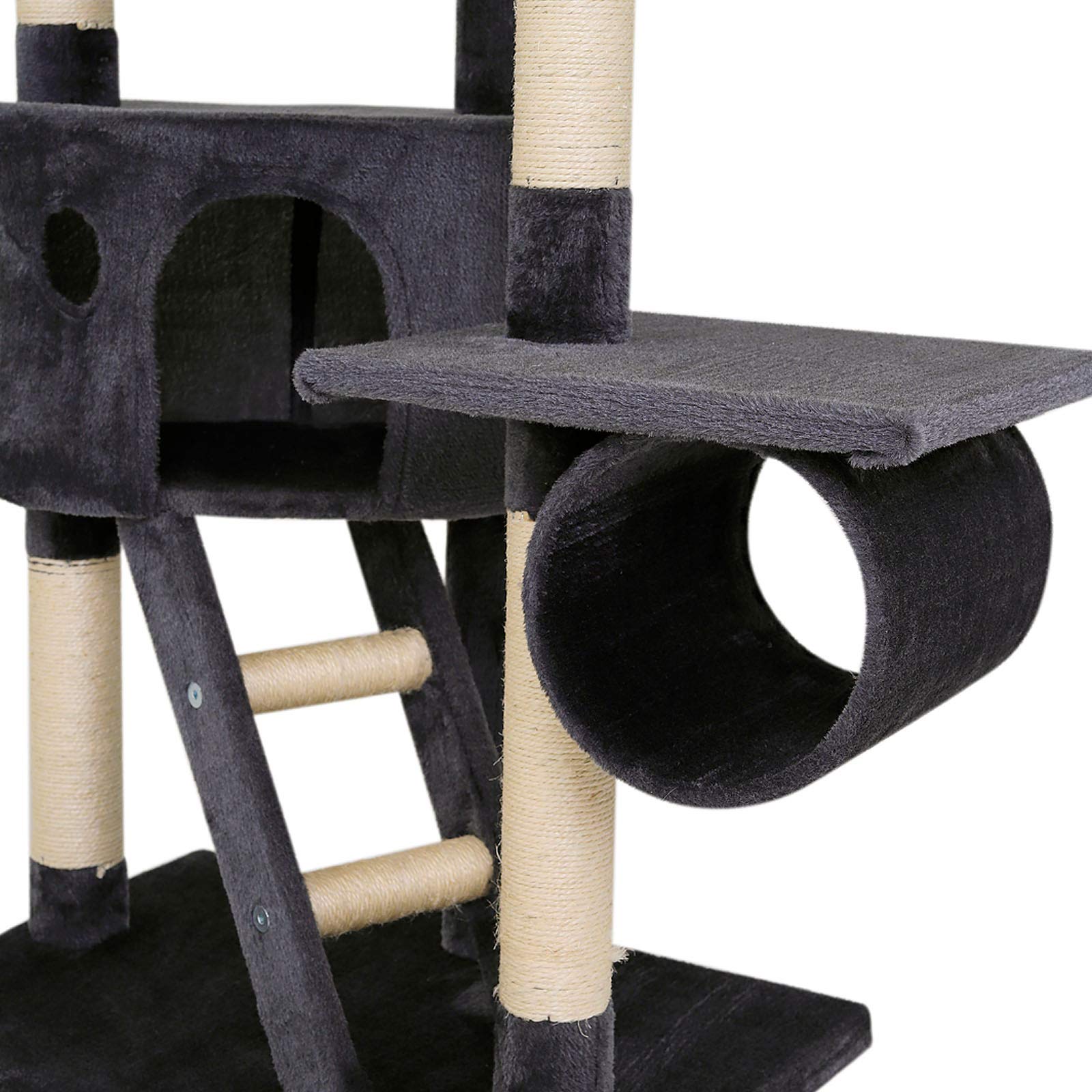 lionto dibea Floor-to-Ceiling Cat Tree Scratching Post, 240-260cm, Grey