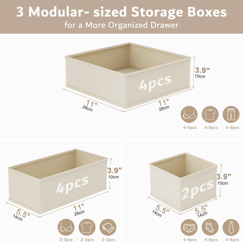 XIVIRACK 10 Pack Drawer Organizer for Clothes, Underwear Drawer Organizer Bins, Foldable Fabric Closet Storage Organizers - image 2