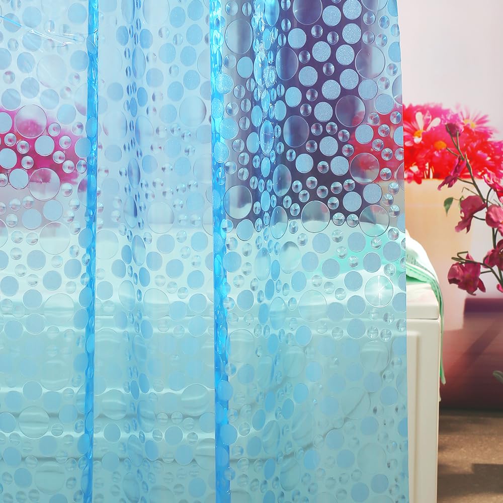 Ga-Geetopia Blue Pebble EVA Shower Curtain Liner | 72x72 Lightweight