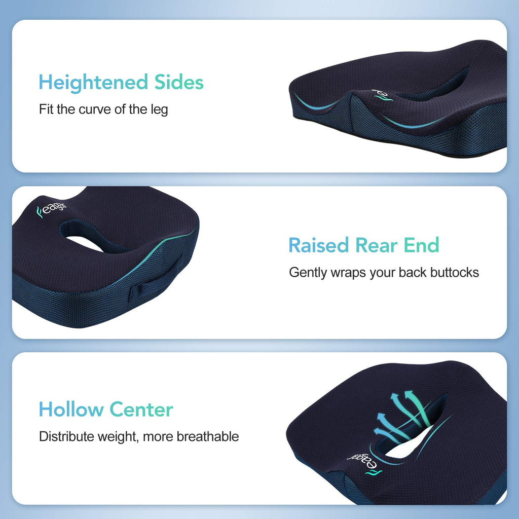 Feagar Orthopedic Memory Foam Seat Cushion for Sciatica & Tailbone Relief