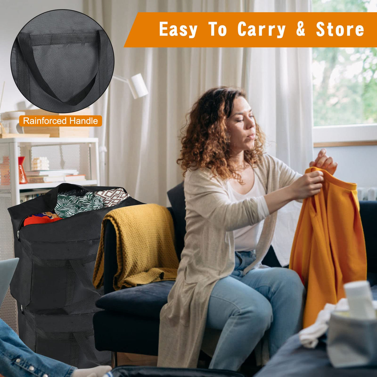 2Pack Duvet Storage Bags with Zips - Large Underbed Storage - Perfect for Wardrobe, Bedroom, Moving Boxes - image 2