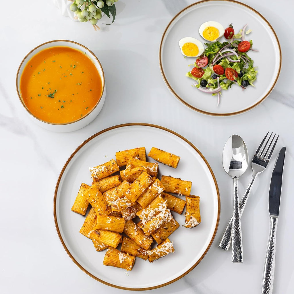 LeRatio 12-Piece Stoneware Dinnerware Set | Chip-Resistant Service for 4