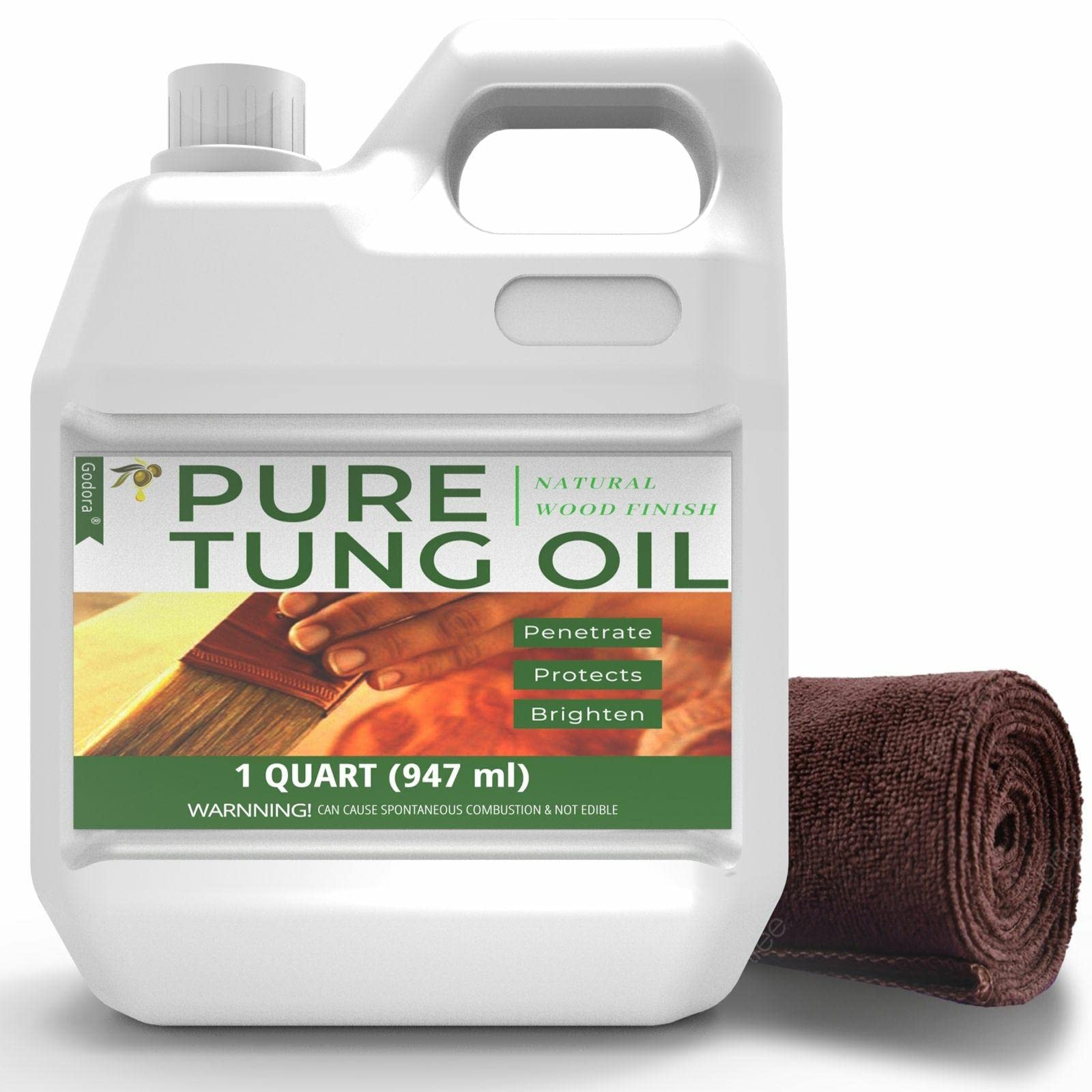 Godora 1L Pure Tung Oil – Food Safe Wood Sealer and Waterproof Finish