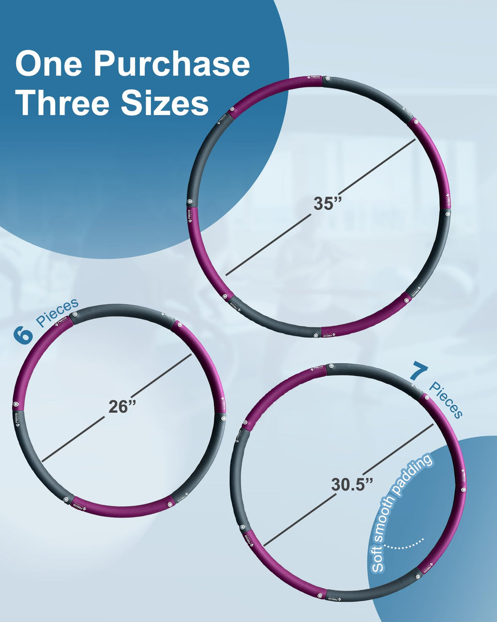 FEECCO FITNESS Weighted Hula Hoop – 2-4 LB Adjustable 8-Section Hoop