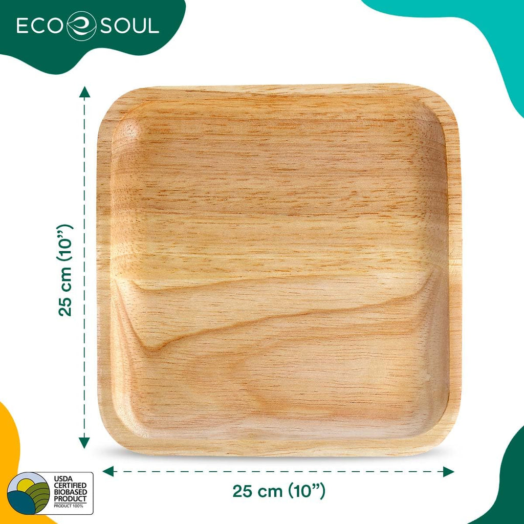 Eco Soul 100-Pack Palm Leaf Plates | 10-Inch Square Compostable Plates