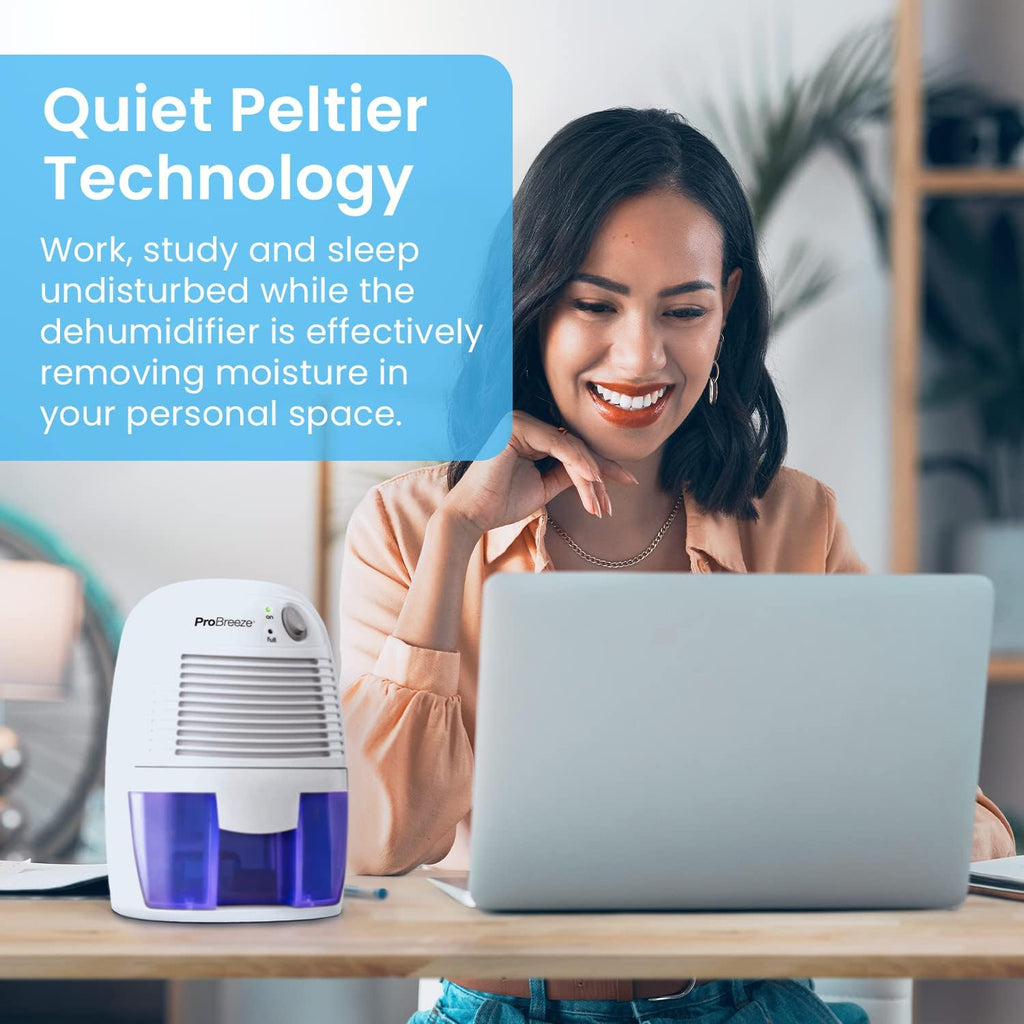 Pro Breeze Portable Dehumidifier | 500ml Tank | Ultra-Quiet Peltier