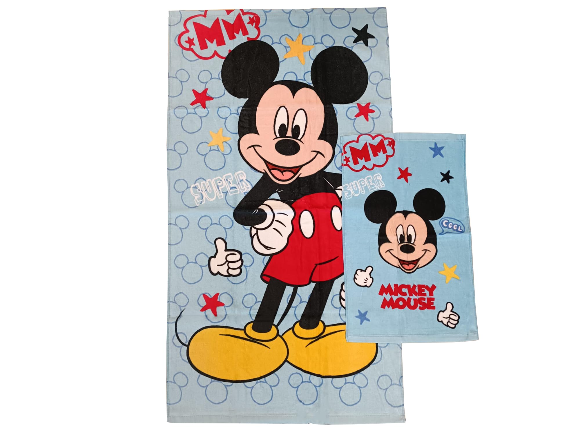 Disney Mickey Mouse Cotton Bath Towel Set – 2 Piece Light Blue Terry