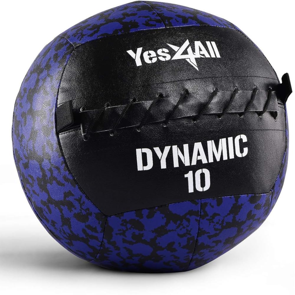 Yes4All 4.5 kg Dynamic Wall Ball - Soft Medicine Ball, Camuflaje Azul