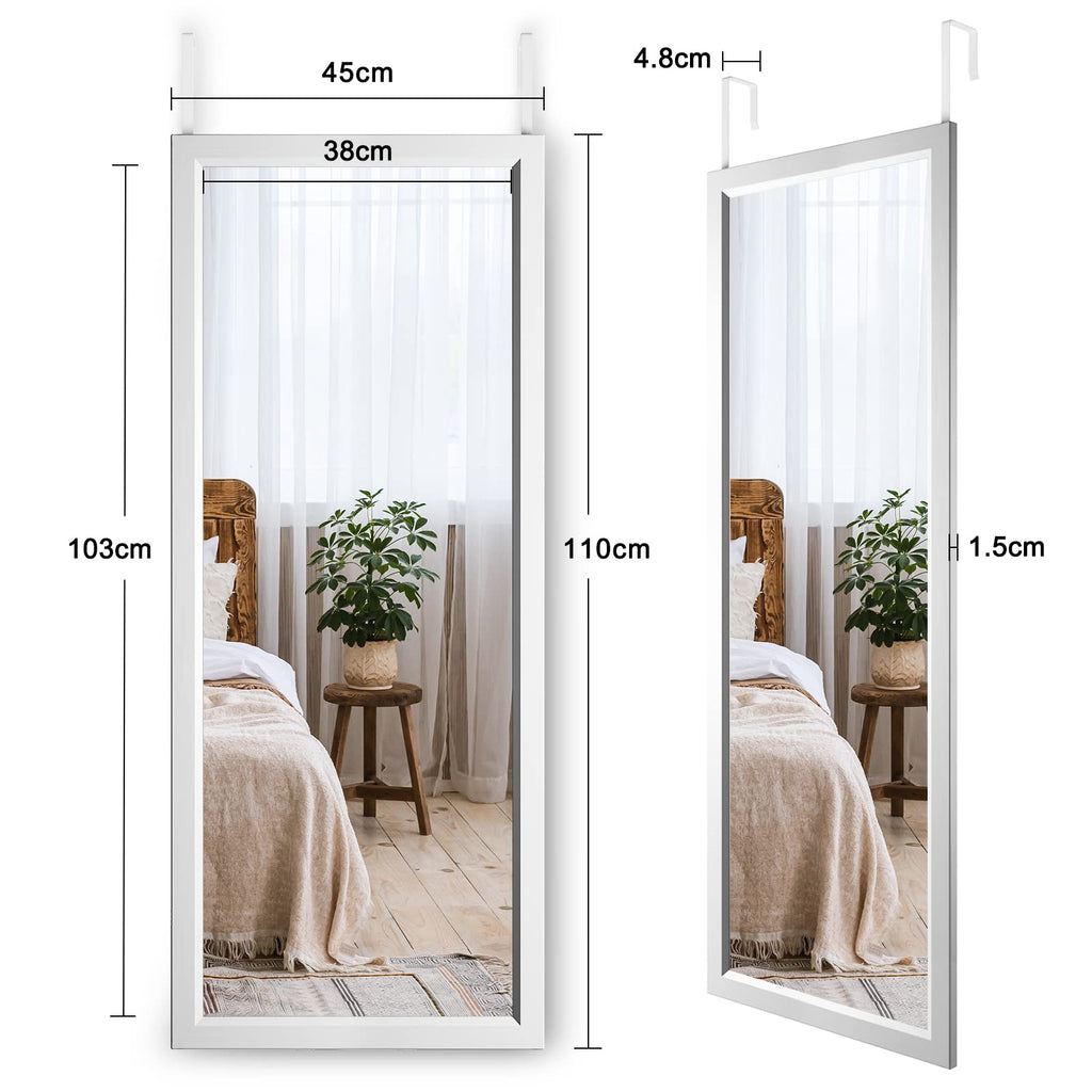 Dripex Full Length Over Door Mirror – 110x45cm Toughened Glass Silver