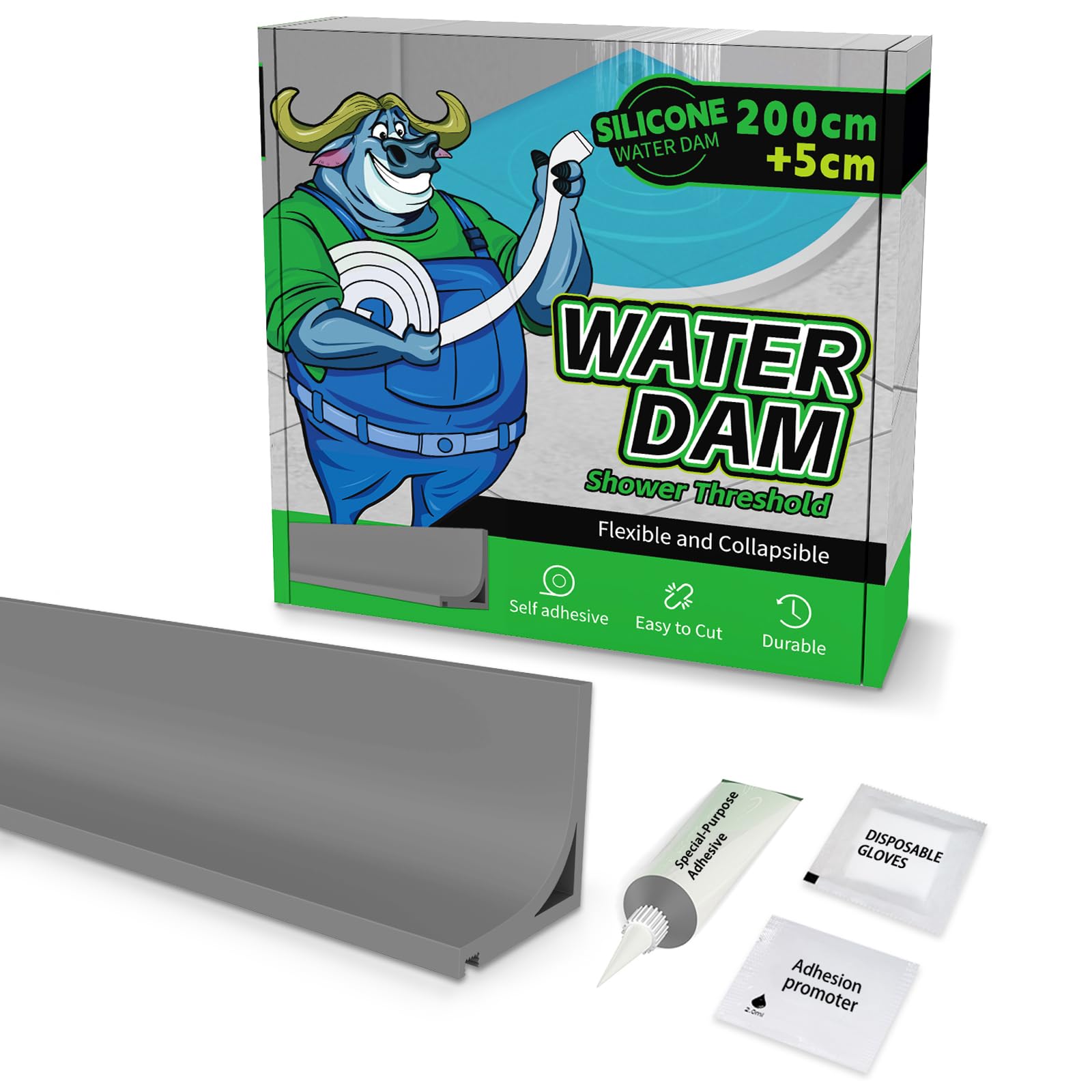 ALITAIYI Silicone Shower Water Barrier – Collapsible Wet Room Floor Dam