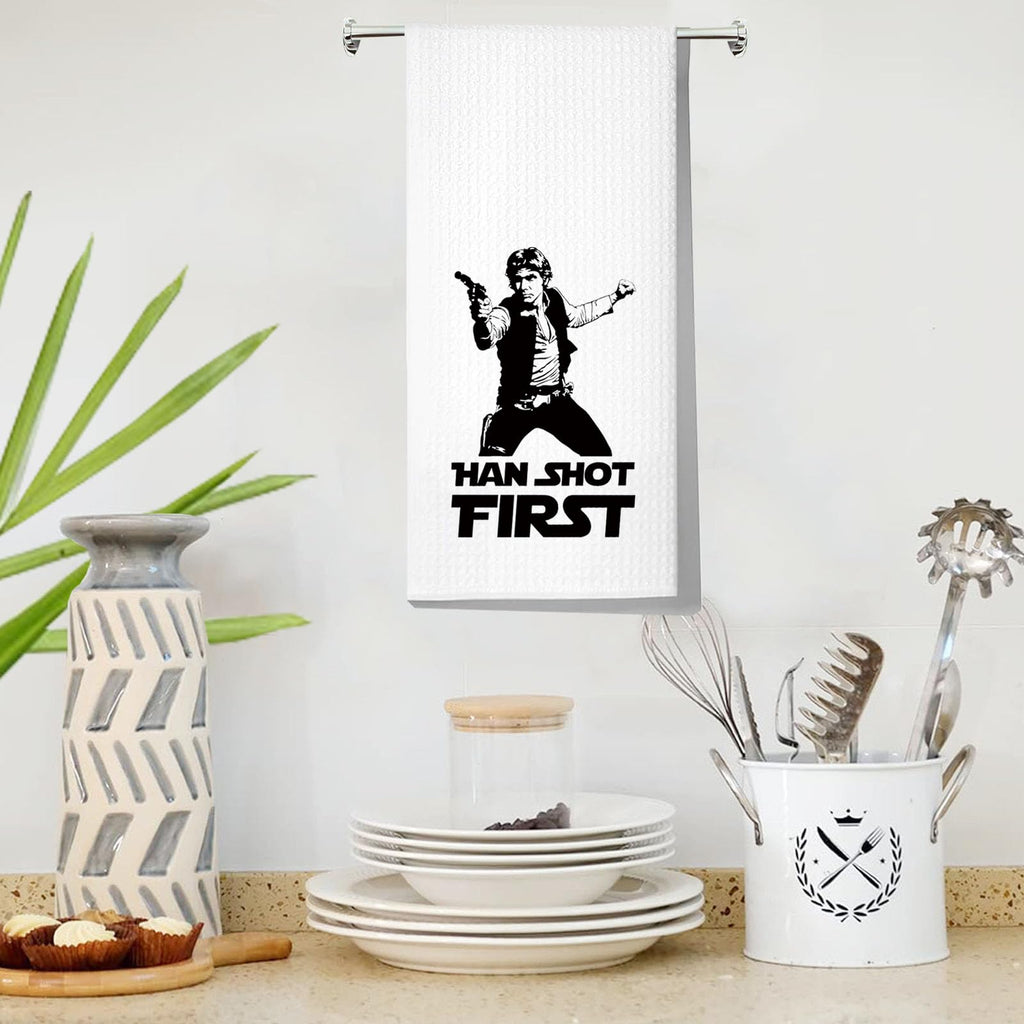 LEVLO Han Kitchen Towel Star Movie Fans Gift Han Shot First Tea Towel Han Merchandise Han Shot First Towel - image 5