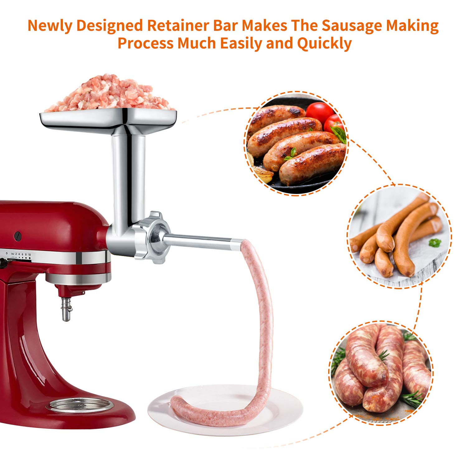 Gdrtwwh Metal Food Grinder Attachment for KitchenAid Stand Mixers