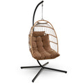 SereneLife Foldable Hanging Egg Chair | Rattan Wicker Swing with Stand