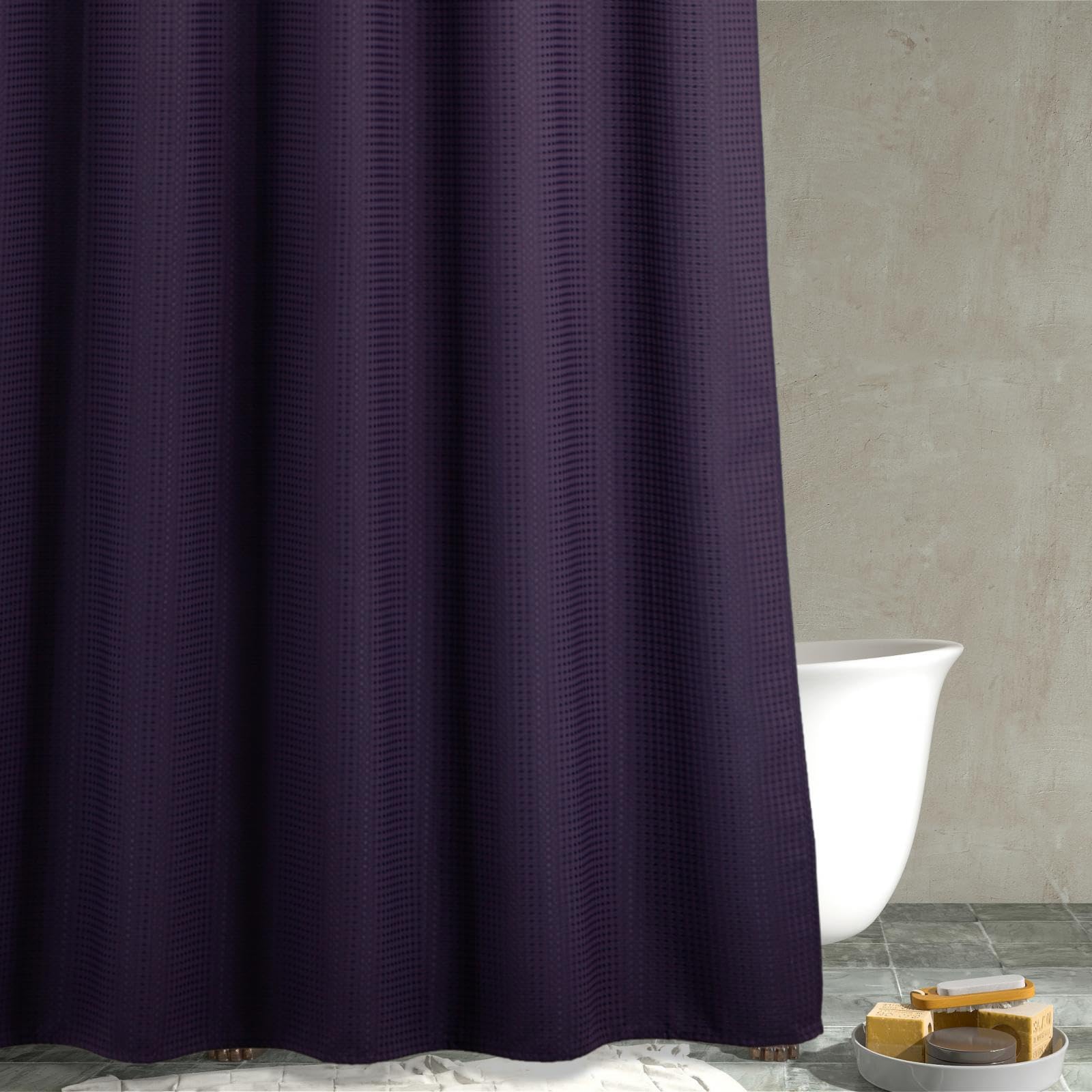 PopKozzi Purple Waffle Weave Shower Curtain – Heavyweight Fabric
