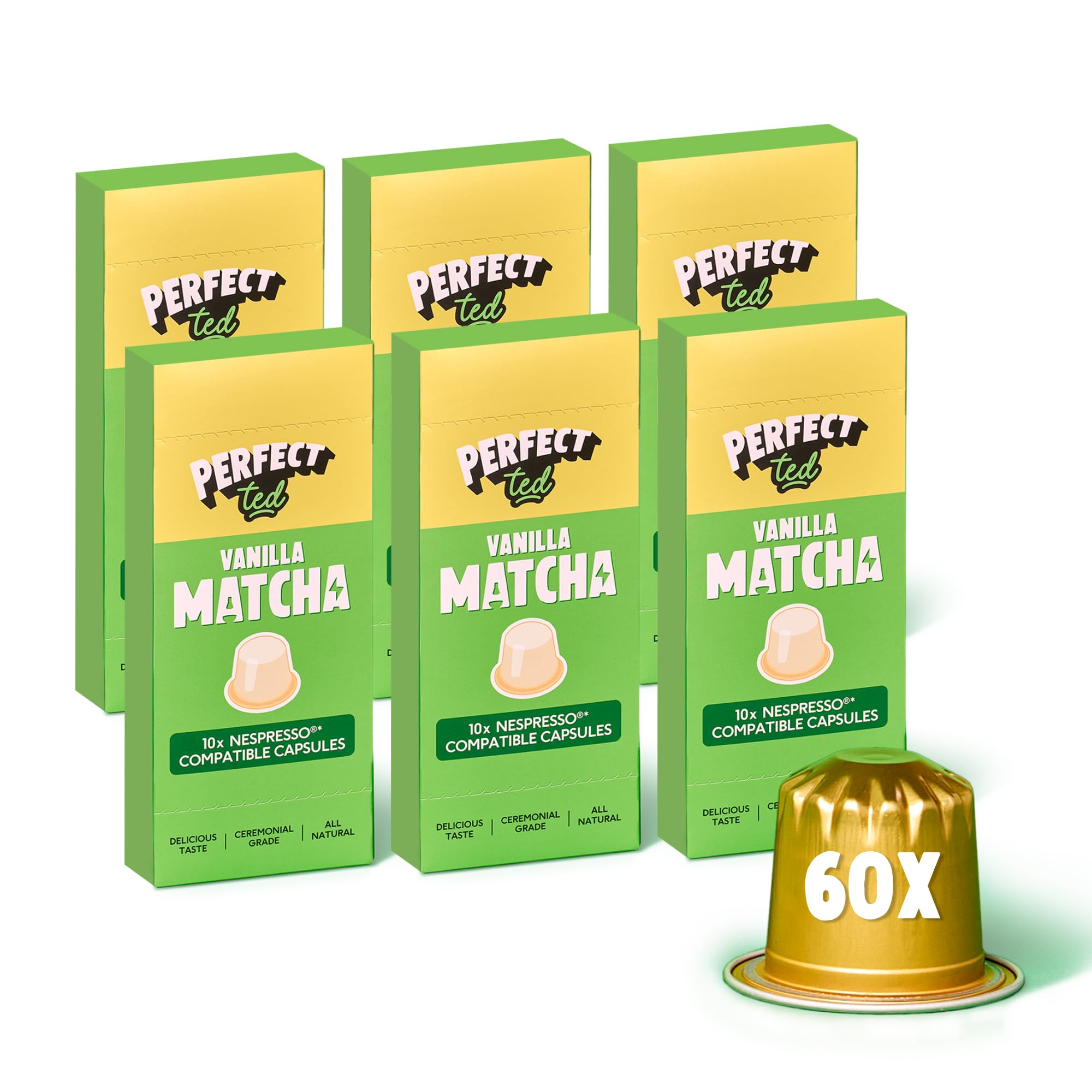 PerfectTed Vanilla Matcha Pods | 60 Nespresso Compatible Capsules
