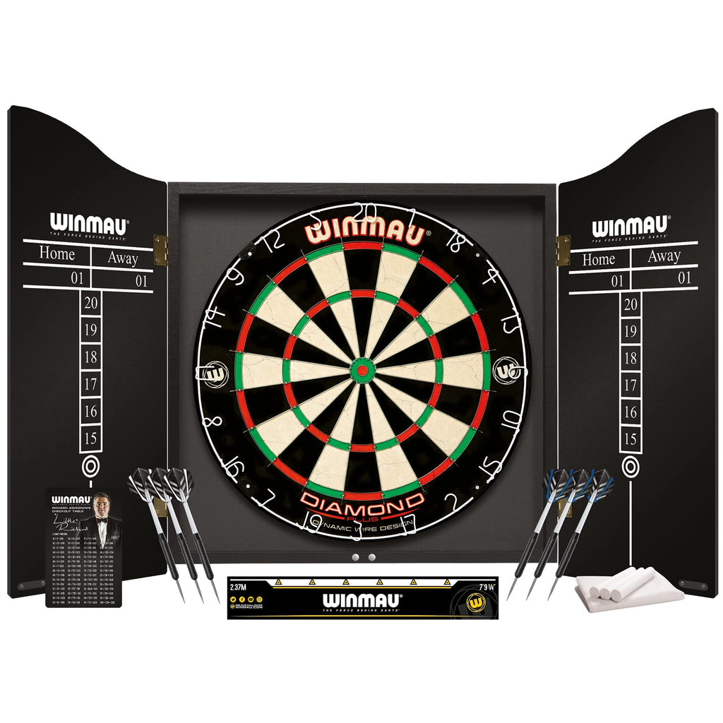 Winmau Professional Dart Set: Diamond Plus Board, Cabinet & 2 Dart Sets