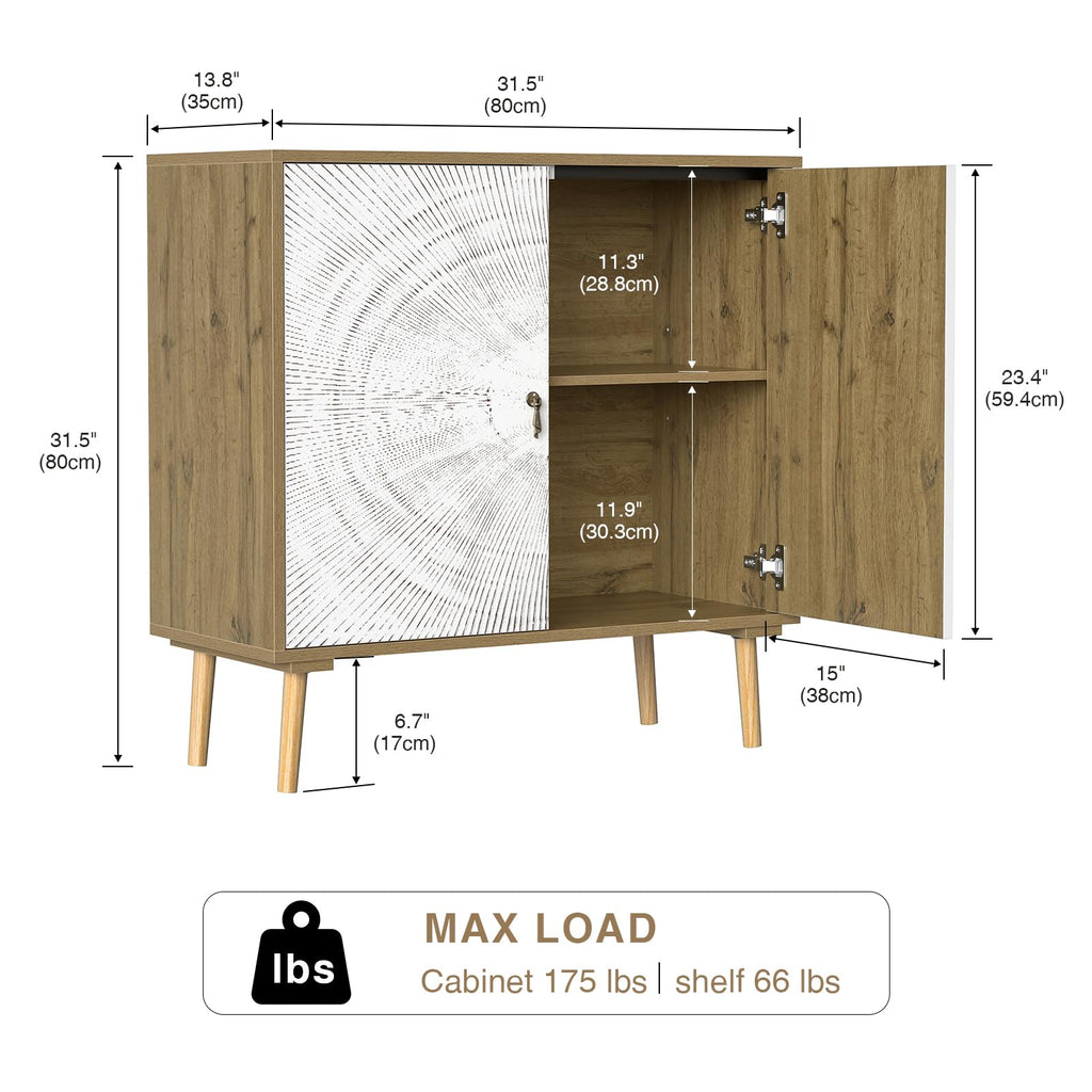 Skokliz Accent Cabinet with 2 Doors, Carved Storage Cabinet with Adjustable Shelf, Decorative Sideboard Buffet Cabinet with Solid Wood Feet - image 2