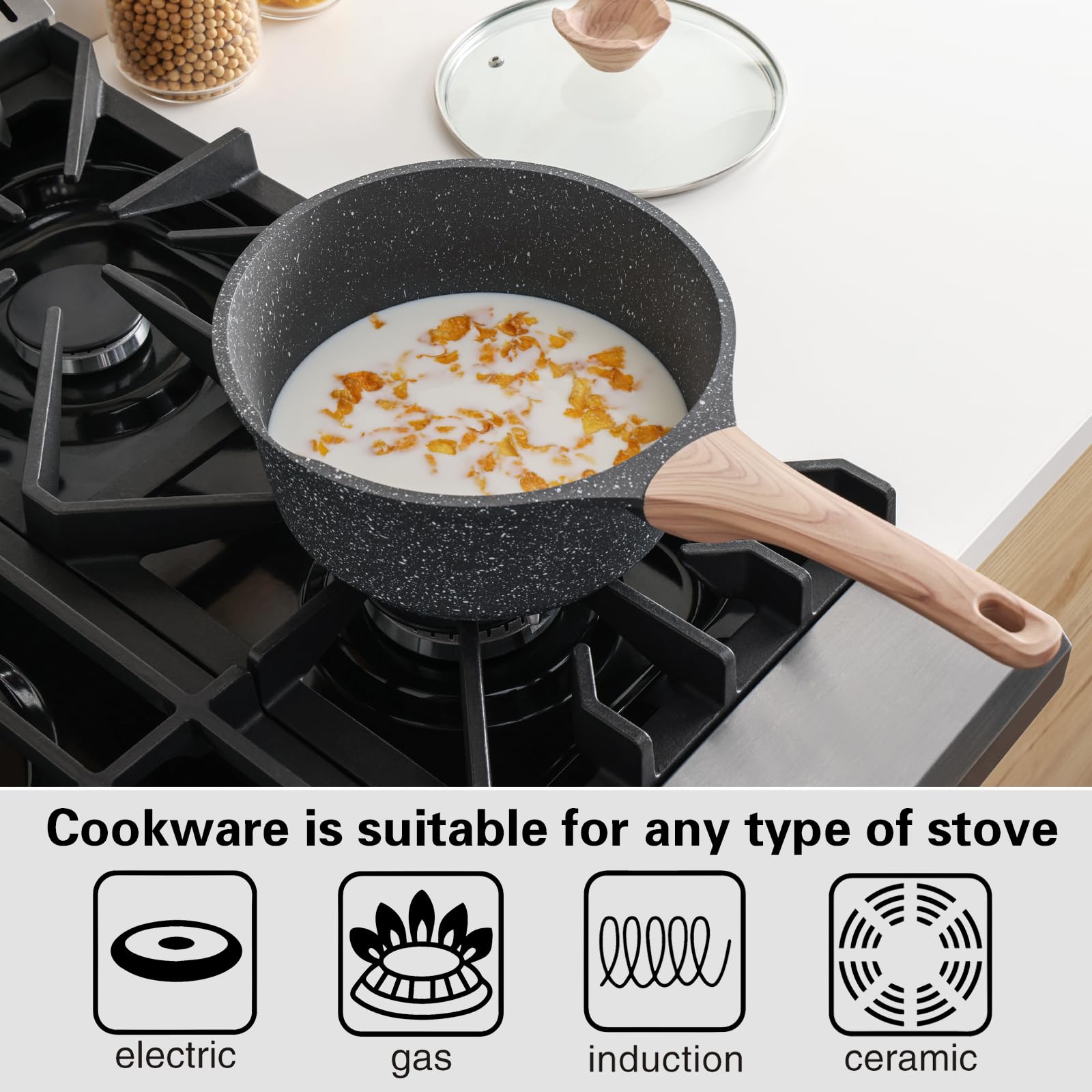 Kordisen Non-Stick Granite Sauce Pan Set | 16cm & 20cm Induction Cookware