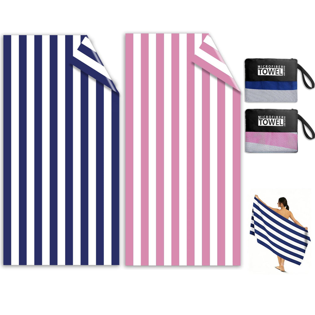 Microfibre Beach Towels for Adults - 2 Pack 180x90cm Microfibre Towel - image 1