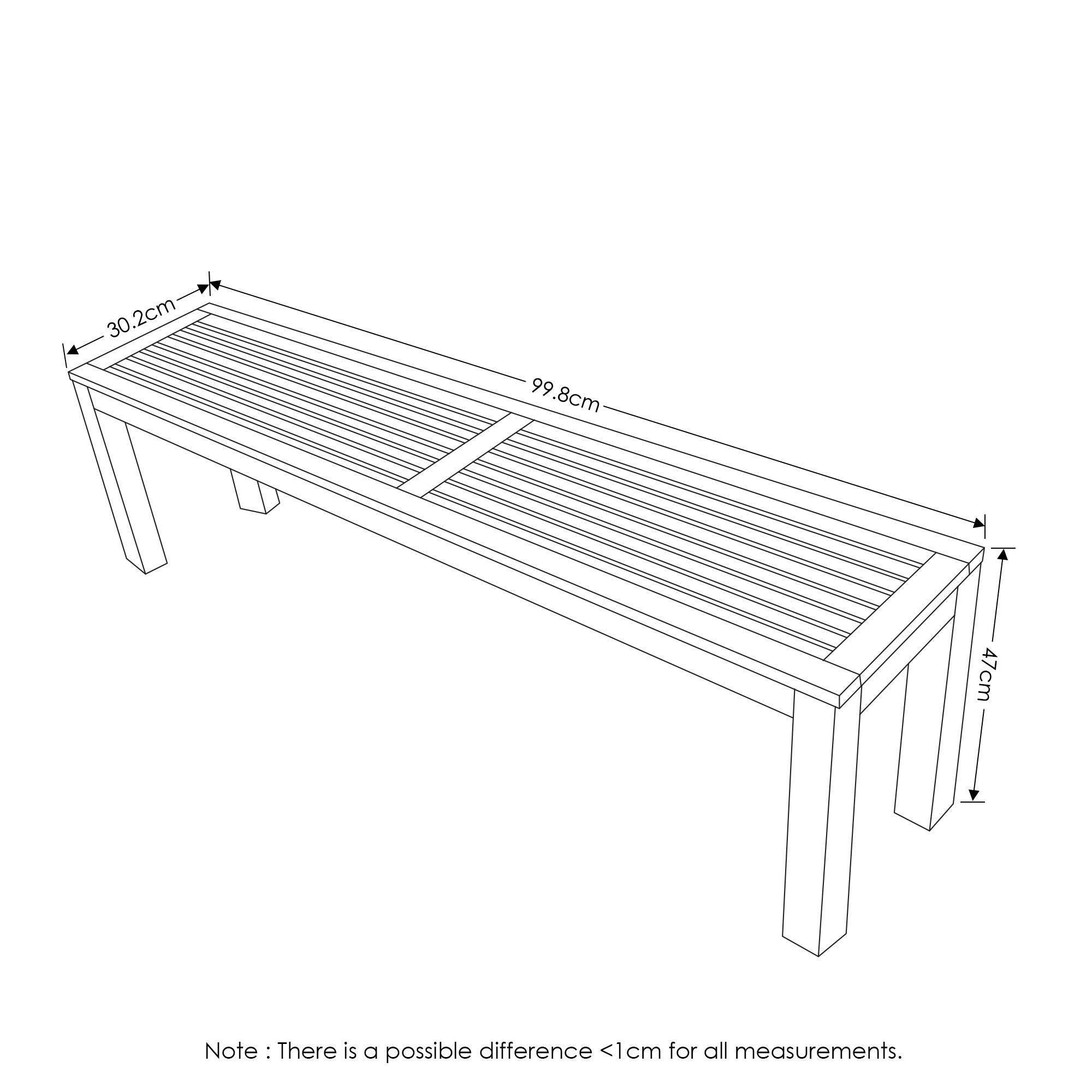 Furinno Hardwood Backless Garden Bench | Meranti Wood with Teak Oil