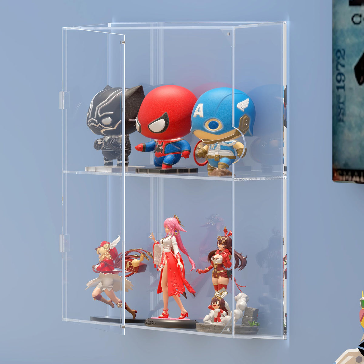 UoYeet Acrylic Display Cabinet for Both Wall Mount and Desktop Showcasing, 2 Layer Clear Display Case for Mini Toys, Pop Figurines - image 2