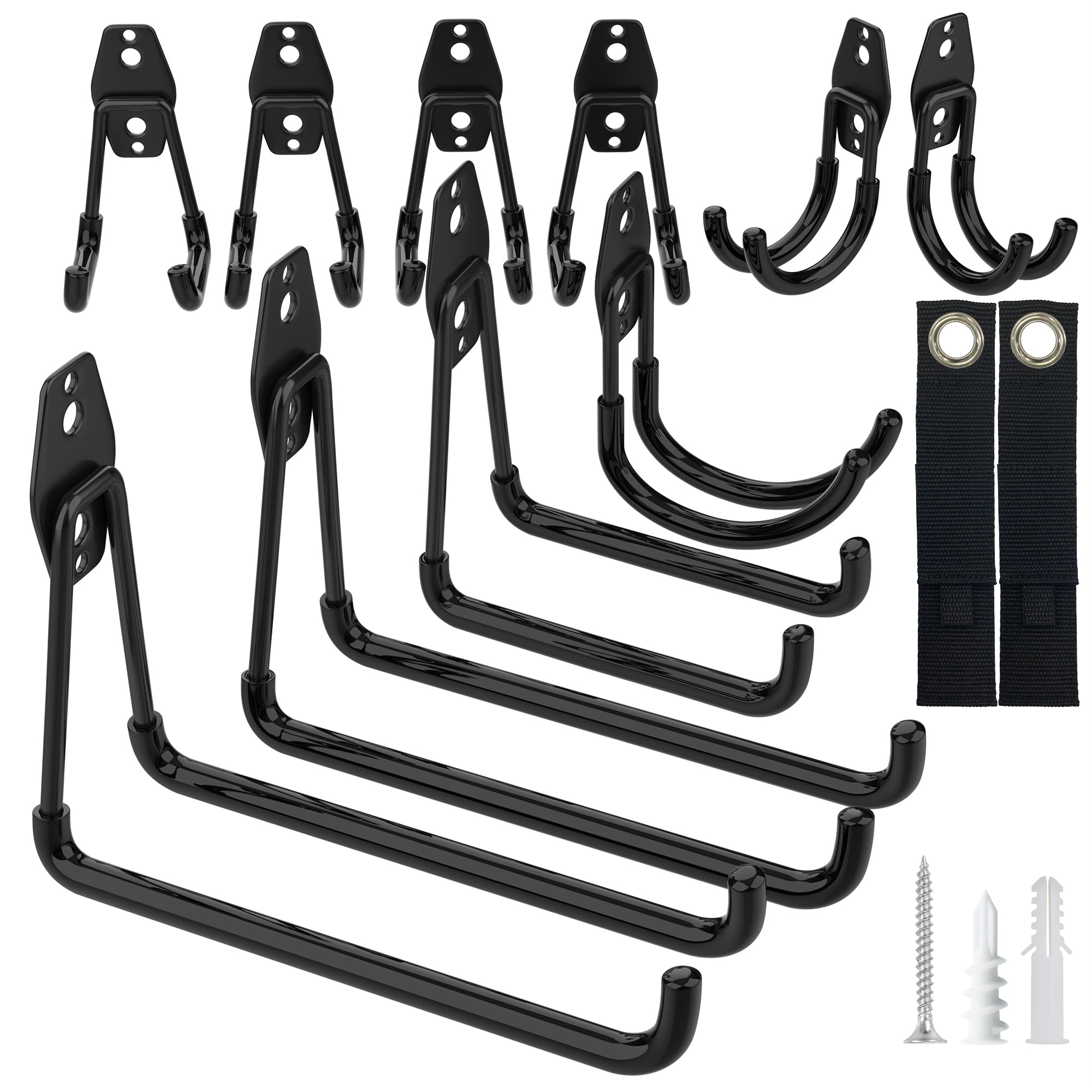 Kitmiido Steel Garage Storage Hooks – 12 Pack Heavy Duty Wall Mount