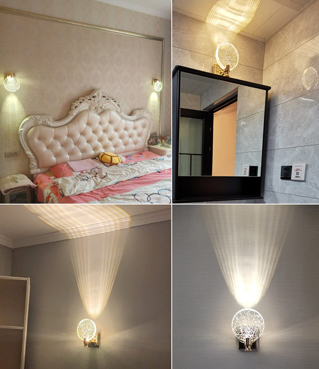 KRIPINC Crystal Wall Sconce – Nordic LED Art Deco Light for Bedroom, Silver