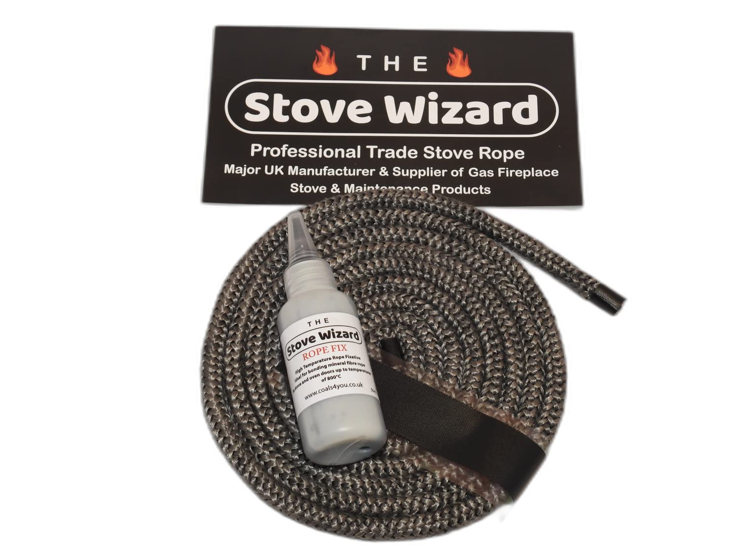 Stove Wizard Black Stove Rope Kit 14mm x 2.5m with 50ml Adhesive