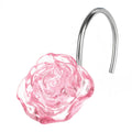 Jolof Store Pink Flower Shower Curtain Hooks | Decorative Floral Rings