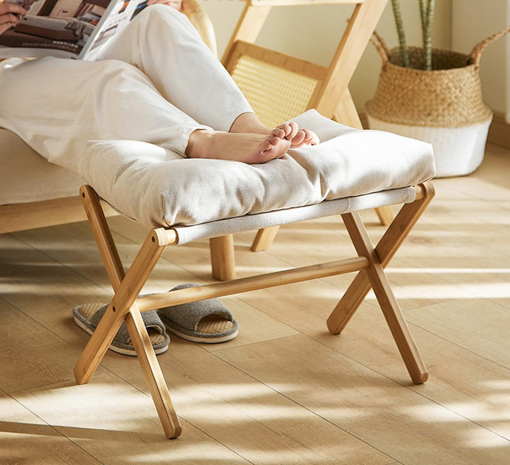 bimiti Foot Stool Bamboo Folding Foot Rest Foldable Ottoman Seat - image 3